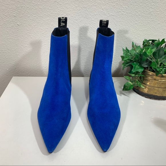 Bimba Y Lola Chelsea Boots Blue Suede Pointed Toe - Picture 11 of 11